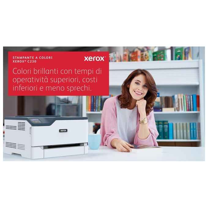 Xerox C230V_DNI C230 Stampante Laser A4 a Colori 22 ppm Fronte Retro Wi-Fi 2 Vassoi 251 Fogli colore Bianco Blu