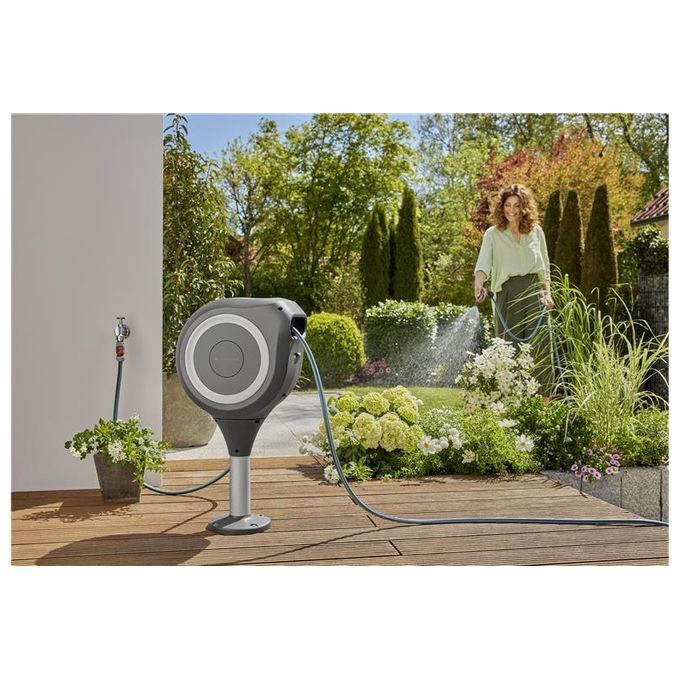 Gardena Avvolgitubo a parete Rollup S Bianco 15mt lunghezza tubo per irrigazione