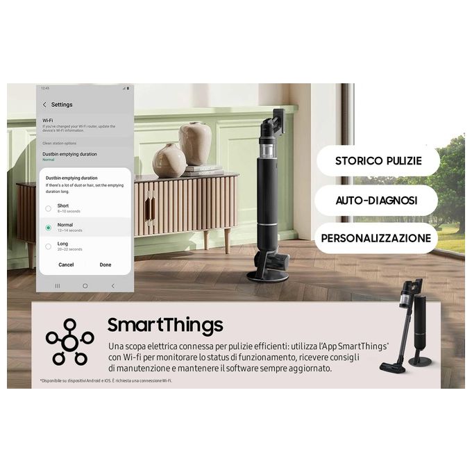 Samsung VS28C9784QK BESPOKE Jet AI Scopa Elettrica Senza Filo 280W autonomia 100 min colore Nero
