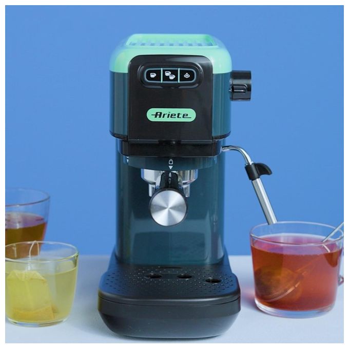 Ariete 1399-17 Macchina Caffe' Cialde e Caffé Macinato in Polvere Espresso Manuale con Erogatore di Vapore 2 Tazze colore Light Aquamarine
