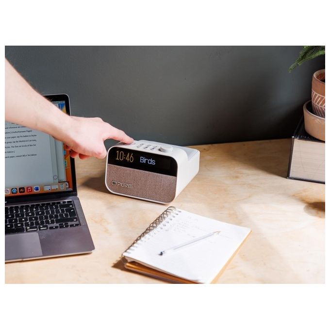 Pure 252451 Moment Charge Radiosveglia DAB+ FM Bluetooth 5.3 Wake-up Light Ricarica Wireless 4 Sveglie 10W colore Bianco