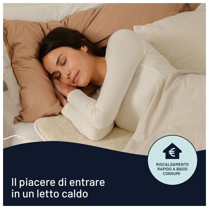 Imetec 16800B Comfort Scaldasonno Matrimoniale 150x160 cm 2 Temperature 150W Sistema Sicurezza ElectroBlock colore Bianco