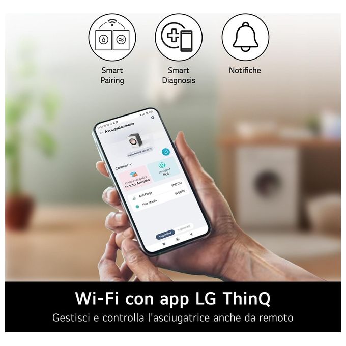 LG RH18U8AVCW Asciugatrice Pompa di Calore 18 Kg Classe D DUAL Inverter Direct Drive AI Dry Wi-Fi (99x77x82 cm) colore Bianco
