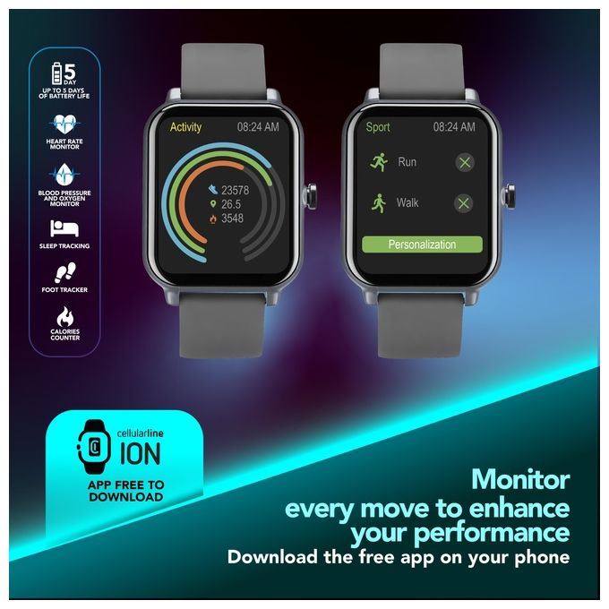 Cellular Line ION LED Salute Sport Notifiche Bluetooth Nero