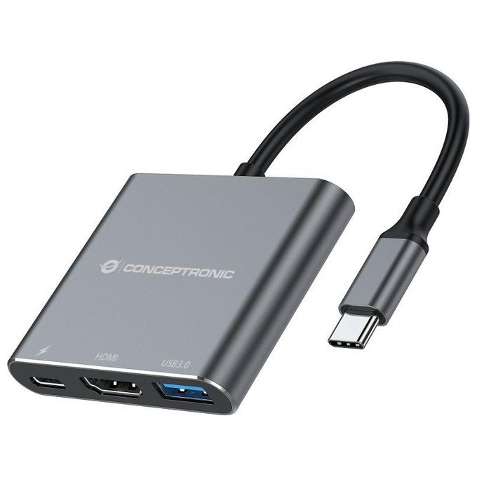 Conceptronic DONN18G Replicatore di Porte e Docking Station per Laptop Cablato Usb 3.2 Gen 1 Type-c Grigio