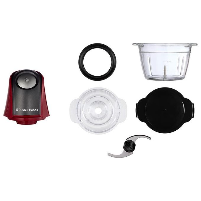 Russell Hobbs 27130-56 Tritatutto Elettrico 0.5 L 200 W Lame Inox Ciotola in Vetro Lavastoviglie colore Rosso