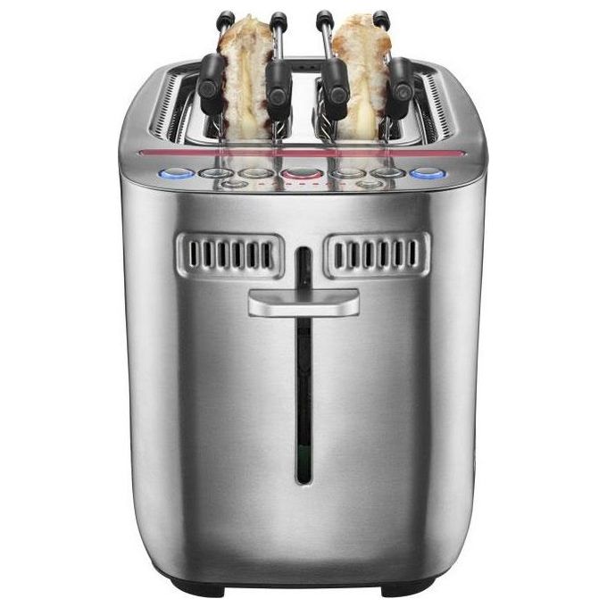 Solis 8003 Sandwich Toaster Tostapane 2 Fessure Extra Larghe 7 Livelli Doratura Funzione Turbo Funzione Bagel Inclusi 2 Morsetti per Panini colore Argento