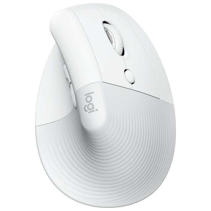 Logitech 910-006475 Lift Mouse Ergonomico Verticale Senza Fili Bluetooth Logi Bolt USB 4 Tasti 4000 DPI Clic Silenziosi colore Bianco