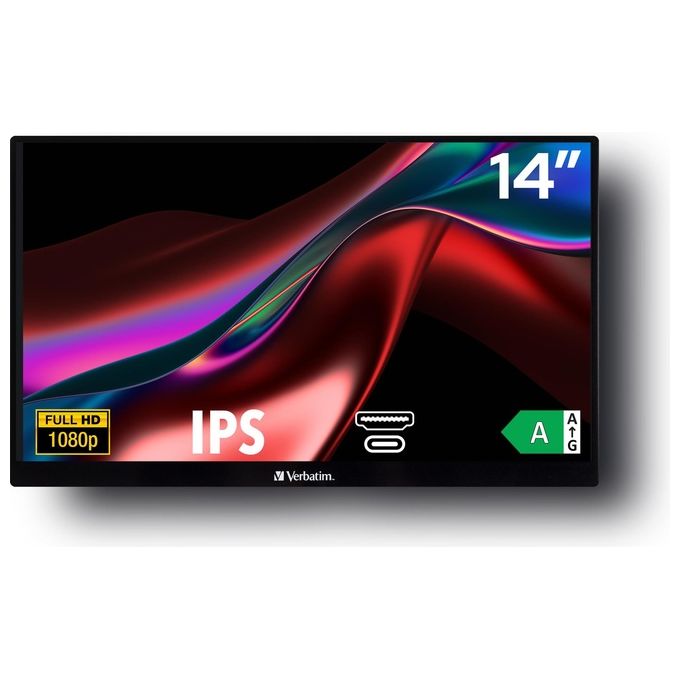 Verbatim 49590 Monitor PC 35,6 cm (14'') Full HD 1920 x 1080 Pixel IPS HDMI 1.4 AMD FreeSync Altoparlanti Incorporati colore Nero
