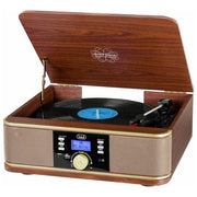 Trevi TT 1042 DAB Giradischi Stereo DAB+ FM Bluetooth USB AUX-IN MP3 33 45 78 rpm Mobile Legno colore Rosso bordeaux
