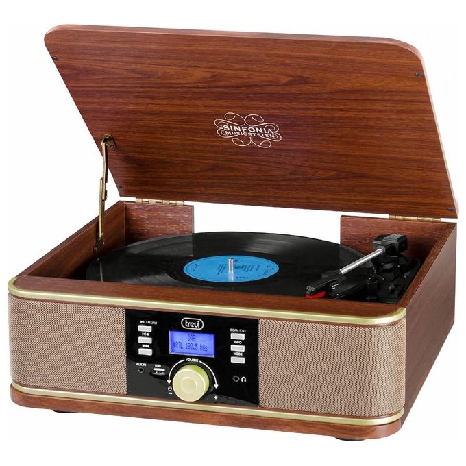 Trevi TT 1042 DAB Giradischi Stereo DAB+ FM Bluetooth USB AUX-IN MP3 33 45 78 rpm Mobile Legno colore Rosso bordeaux