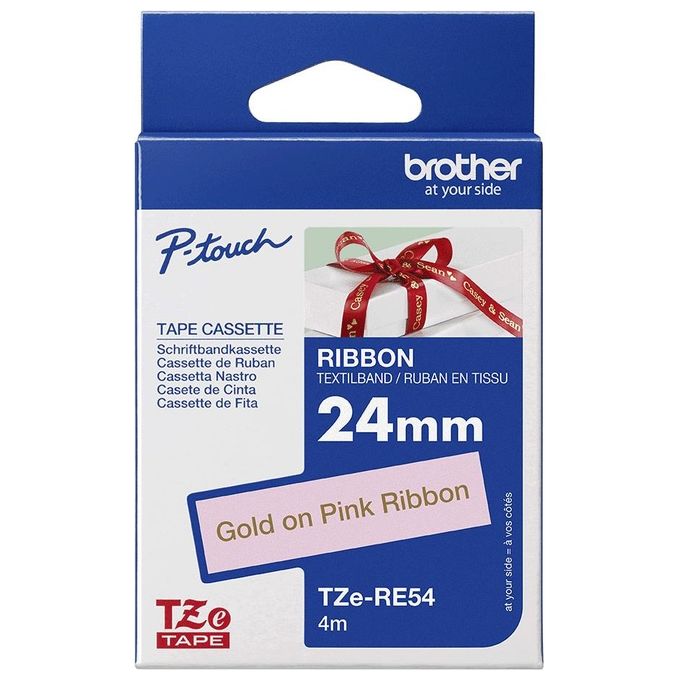 Brother TZE-RE54 Nastro per Stampante Oro su Rosa 24mm