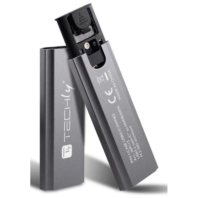 Techly I-CASE USB31C-NVME2 Box Esterno SSD M.2 NVMe SATA USB 3.2 Gen 2 10 Gbit-s colore Grigio