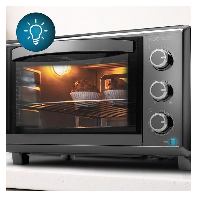 Cecotec 03818 BakeandToast 2600 Forno elettrico 26 L 1500 W convezione 6 programmi con pala per pizza colore Nero