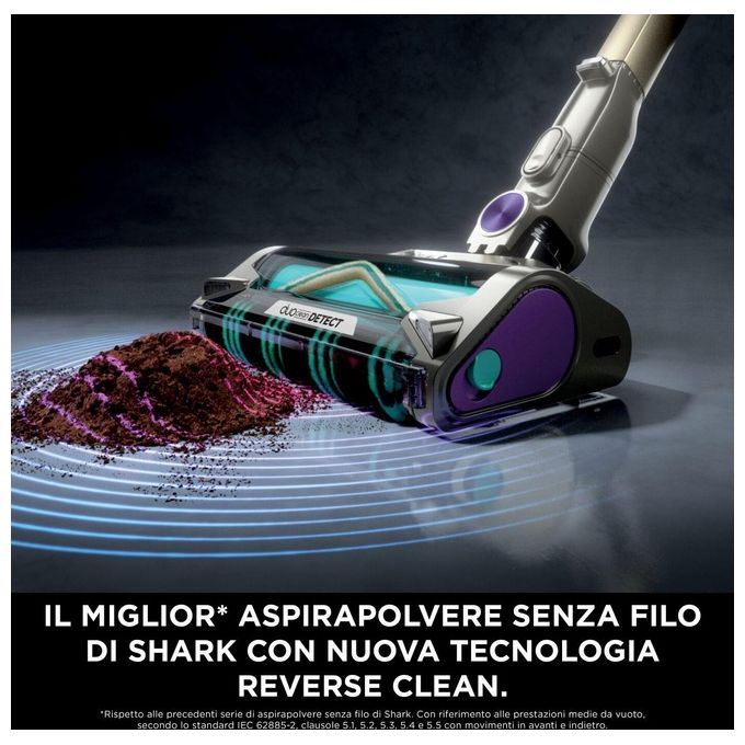 Shark IP3251EUT PowerDetect Aspirapolvere a Bastone 2 in 1 Senza Filo Autosvuotamento 0,7 L 70 min 380 W 86 dB colore Oro Grigio Viola