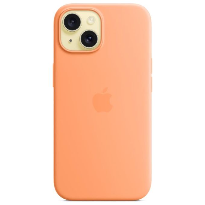 Apple MT0W3ZM-A Custodia in Silicone con MagSafe per iPhone 15 Protezione Anticaduta e Antigraffio Ricarica Wireless Compatibile colore Orange Sorbet