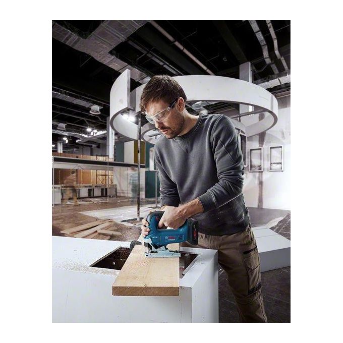 Bosch Professional 06015B3000 GST 18V-125 B Seghetto Alternativo a Batteria Motore Brushless 18V Impugnatura a Staffa Oscillazione a 4 Livelli LED Integrato Soffiatrucioli Regolazione Basamento 45° Compatibile Sistema Aspirazione Polveri Valigetta L-Boxx