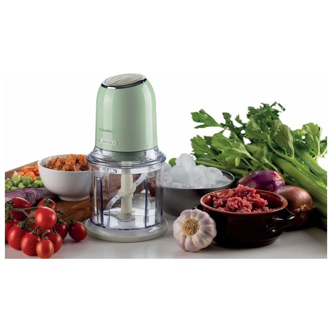 Ariete 0438 Vintage Tritatutto Chopper e Tritaghiaccio 2 velocita' 4 lame Acciaio Inox 600 ml 400 W colore Verde