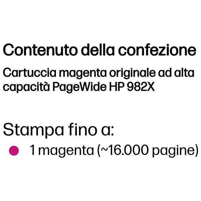 HP 982x Cartuccia d'Inchiostro Originale Alta Capacita' Magenta