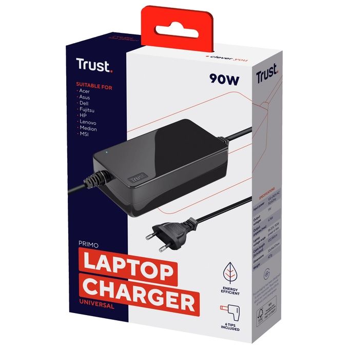 Trust Primo Caricabatteria Universale per Laptop da 90W Nero