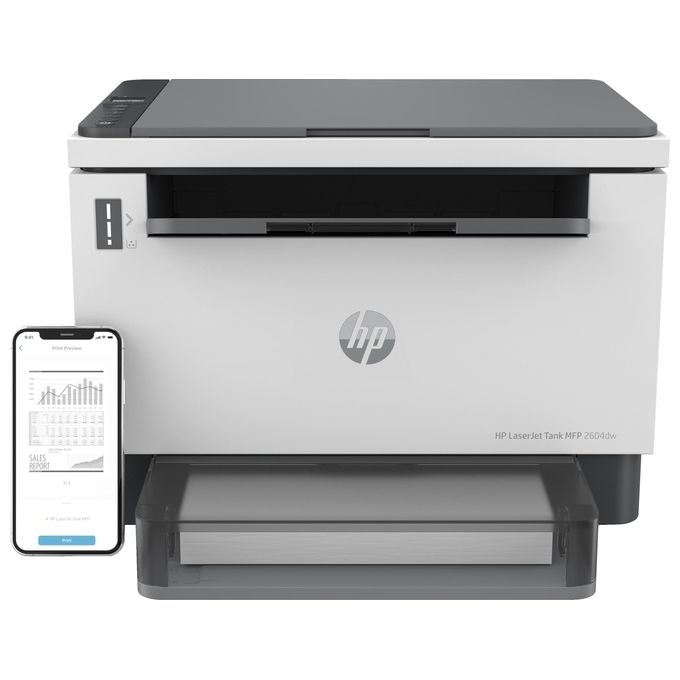 HP 381V0A LaserJet Tank 2604dw Stampante Multifunzione Laser Mono A4 22 ppm Wi-Fi Fronte Retro 250 fogli colore Grigio