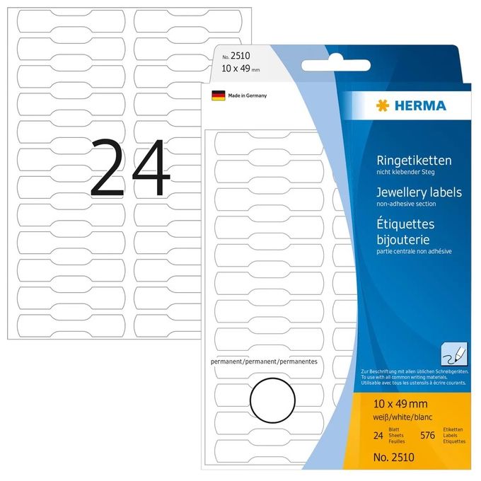 Herma 2510 Etichetta Autoadesiva 10x48mm Bianco 600 Pezzi