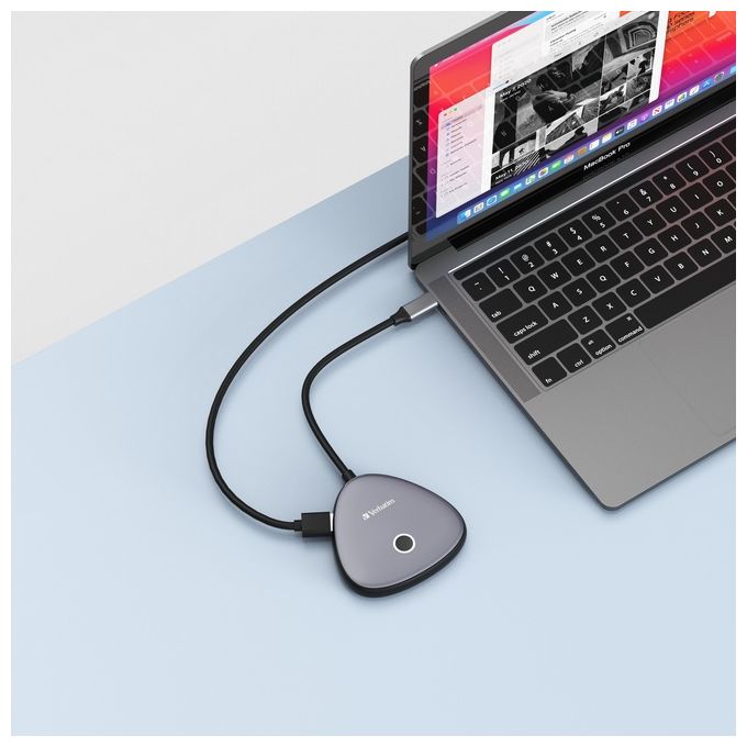 Verbatim 32147 Share My Screen Adattatore Wireless USB-C HDMI 4K 30 Hz con Porta USB-A Aggiuntiva colore Nero Grigio