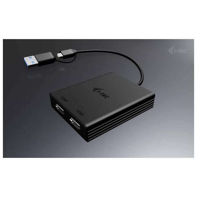 I-tec CADUAL4KDP Adattatore Video USB-A-USB-C Dual 4K-60 Hz 2x DisplayPort colore Nero