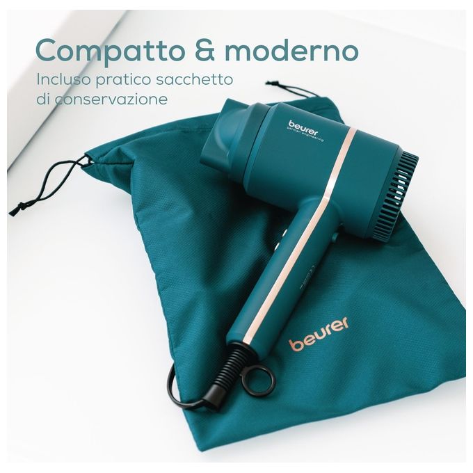 Beurer HC 35 Ocean Asciugacapelli 2000 W Ioni 3 velocita' 3 temperature Custodia e Concentratore inclusi colore Blu Petrolio