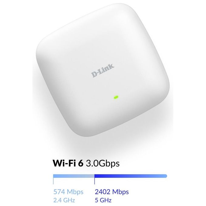 D-Link DAP-X3060 Access Point Wi-Fi 6 AX3000 Dual-Band con Ethernet 2.5G PoE Gestione Centralizzata Nuclias Connect colore Bianco