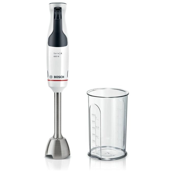 Bosch MSM4W210 Serie 4 ErgoMaster Frullatore a Immersione 600 W 4 Lame Acciaio Inox Impugnatura Ergonomica colore Bianco
