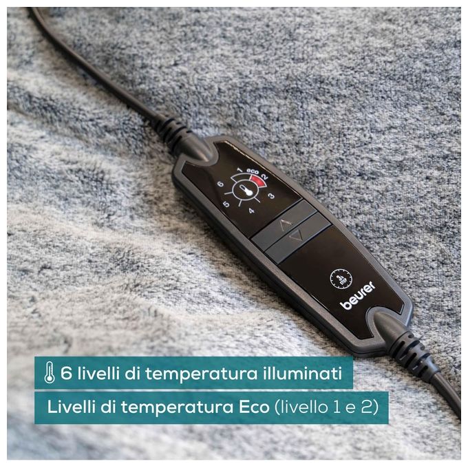 Beurer HD 75 Nordic Grey Green Planet Termocoperta 180x130 cm 6 Livelli di Temperatura Spegnimento Automatico Lavabile colore Grigio