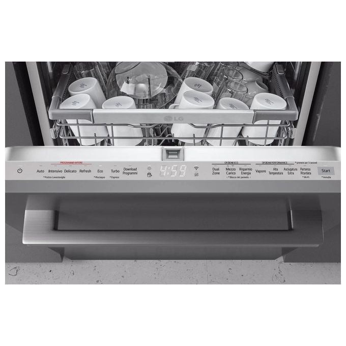 LG DB475TXS Serie 4 Lavastoviglie da Incasso a Scomparsa Totale 14 coperti Classe A QuadWash TrueSteam Wi-Fi (55x60x82 cm) colore Acciaio Inox