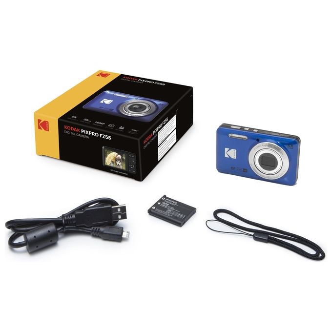 Kodak FZ55 PIXPRO Fotocamera Compatta 16 MP Zoom Ottico 5x Sensore CMOS Full HD 2.7'' colore Blu