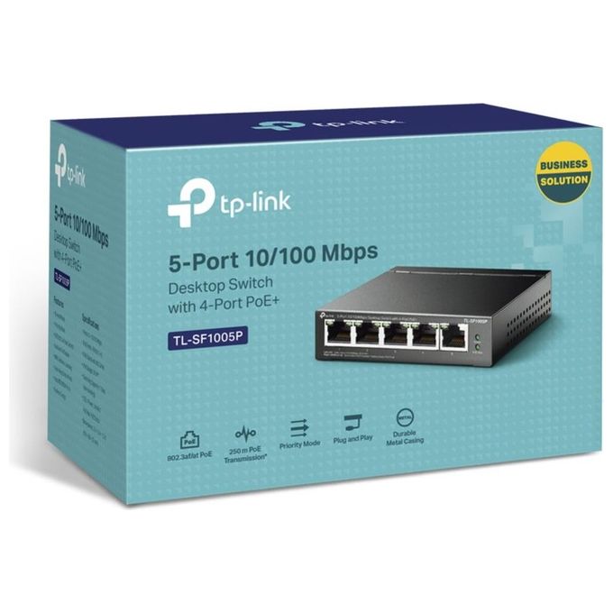 TP-LINK TL-SF1005P Switch da Ufficio 5 porte 10-100 Desktop Power over Ethernet (PoE) Nero