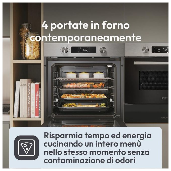 Candy CA6 N5B3EHTX Forno da incasso Elettrico Multifunzione 78 L Classe A++ Easy Steam Wi-Fi hOn 11 Programmi (60x60x60 cm) colore Nero Inox