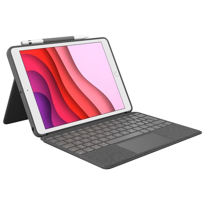 Logitech 920-009626 Combo Touch Custodia con Tastiera Retroilluminata Trackpad Smart Connector per iPad 7a 8a 9a gen Layout QWERTY Italiano colore Grafite