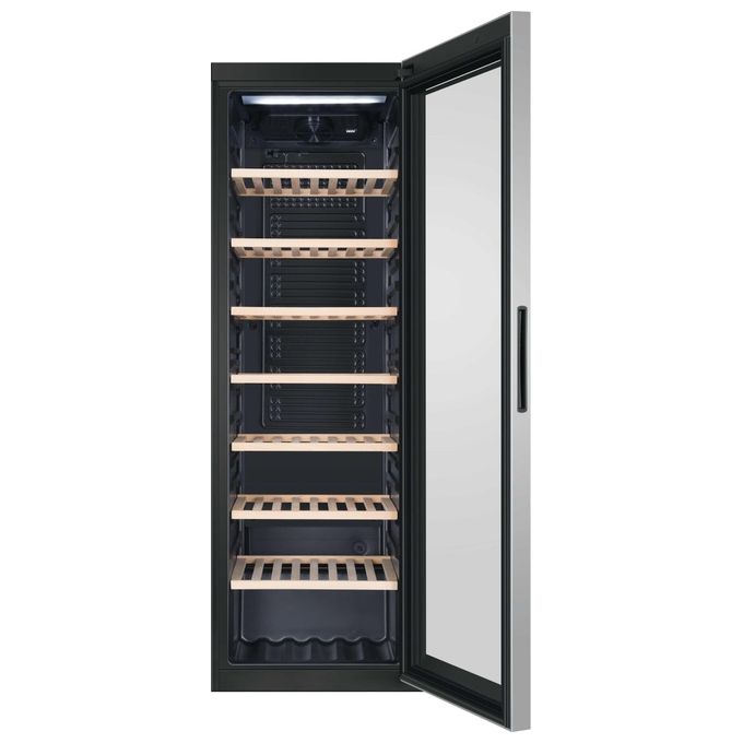 Haier HWS188GAE Cantinetta Vino 188 Bottiglie 385 L 185 cm Classe G 38 dB Zona Unica Ripiani Legno Vetro Anti UV colore Nero