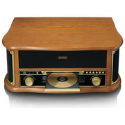 Lenco TCD-2551WD Giradischi con Trasmissione a Cinghia Lettore CD Bluetooth 5.0 Radio AM FM Lettore Cassette Uscita USB per Conversione in MP3 colore Legno