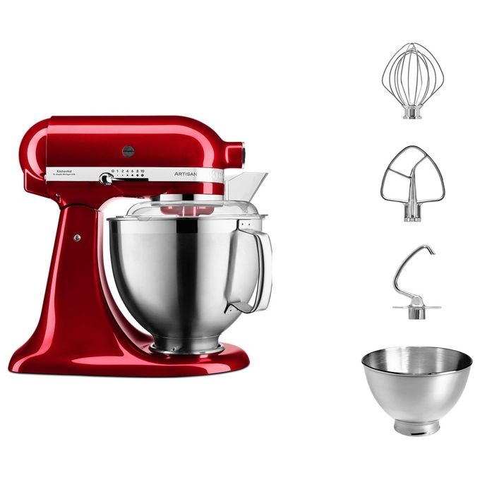 KitchenAid 5KSM185PSECA Artisan Robot da Cucina 4.8 L 300 W 10 Velocita' Acciaio Inox colore Rosso Liebesapfel