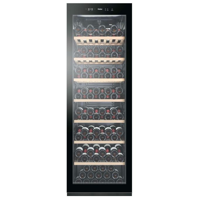 Haier HWS188GAE Cantinetta Vino 188 Bottiglie 385 L 185 cm Classe G 38 dB Zona Unica Ripiani Legno Vetro Anti UV colore Nero