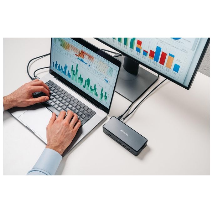 Verbatim CDS-15SSD USB-C Pro Docking Station 15 Porte SSD 256 GB 8K Ultra HD Power Delivery 100W colore Nero Grigio