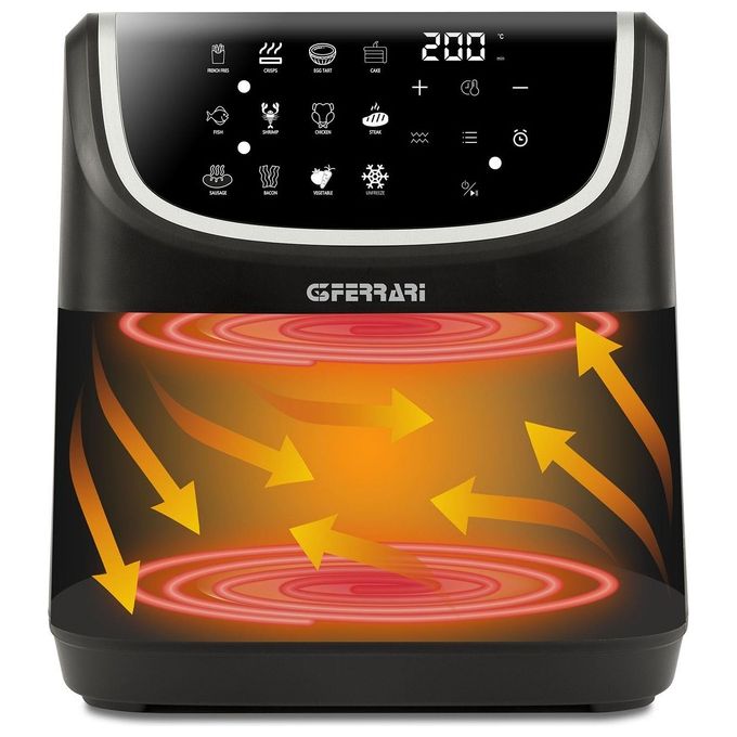 G3 Ferrari G10191 Friggitrice ad aria 8 L 2200 W Barbecue Grill Forno Essiccatore 12 Programmi Display Touch colore Nero