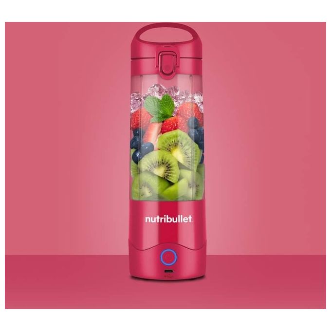 NutriBullet 0C22300095 Portable Mini Frullatore Compatto Ricaricabile USB-C Capacita' 0,475 L Materiale Tritan Lama Acciaio Inox Batteria 2000 mAh colore Magenta