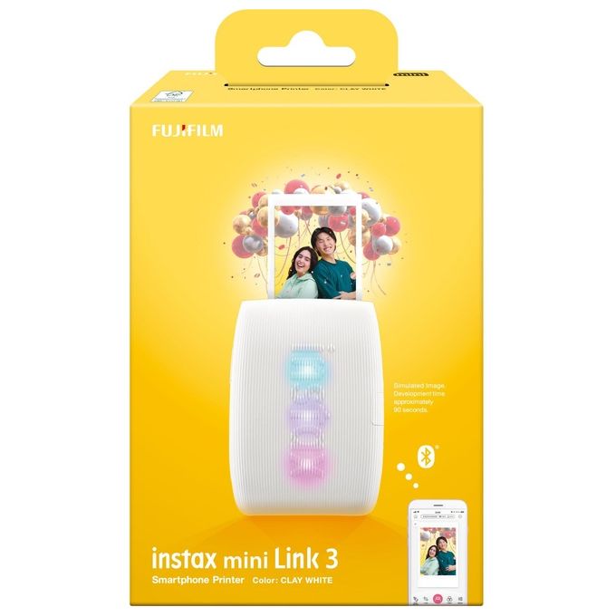 Fujifilm 16832077 Instax Mini Link 3 Stampante Fotografica Bluetooth 800x600 dpi 100 stampe per carica colore Bianco