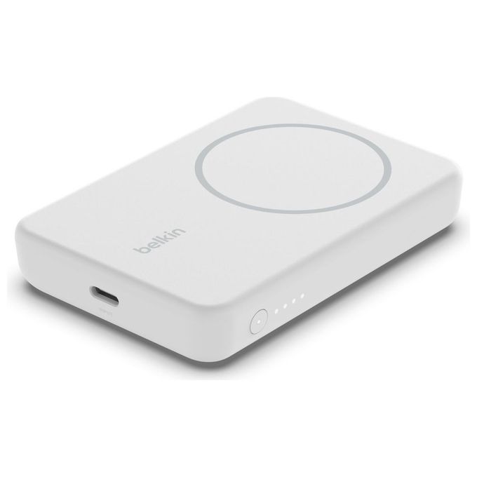Belkin BPD004 BoostCharge Power Bank Wireless Magnetica MagSafe 5000 mAh 7,5 W con Supporto colore Bianco