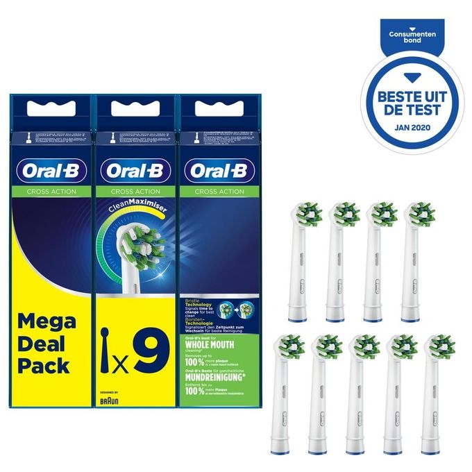 Braun Oral-B CrossAction Testina per Spazzolino 9 Pezzi Bianco