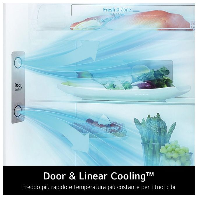 LG GTBV38PZGKD Frigorifero Doppia Porta 335 L 172 cm Classe E 35 dB Total No Frost DoorCooling+ Linear Cooling colore Inox