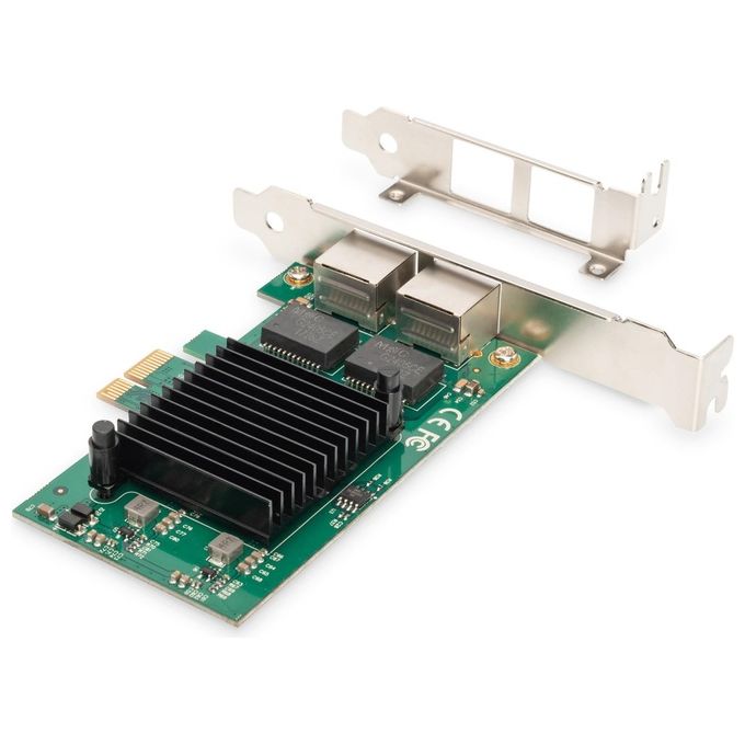 Digitus DN-10132 Scheda di Rete Gigabit Ethernet PCIe x1 2 Porte RJ45 1000 Mbit-s Chipset Intel 82575EB Low Profile