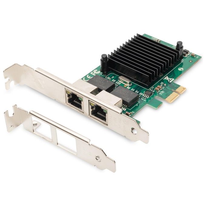 Digitus DN-10132 Scheda di Rete Gigabit Ethernet PCIe x1 2 Porte RJ45 1000 Mbit-s Chipset Intel 82575EB Low Profile